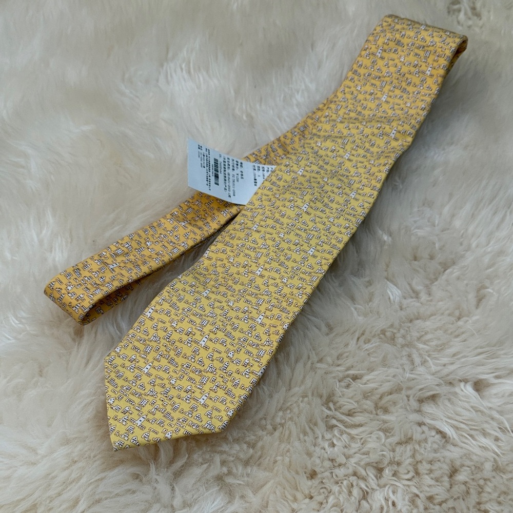 NWT Dunhill Yellow Geometric Men's Silk Tie